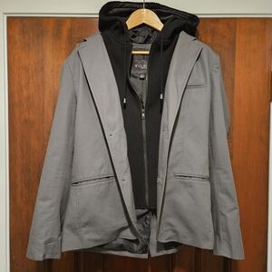 Guess Layered Hooded Blazer Jacket | Gray & Black | Men’s Small
